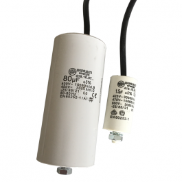 Condensator 60µF-450V Kabel uitvoering voor Elektromotor Hakselaar, Ag